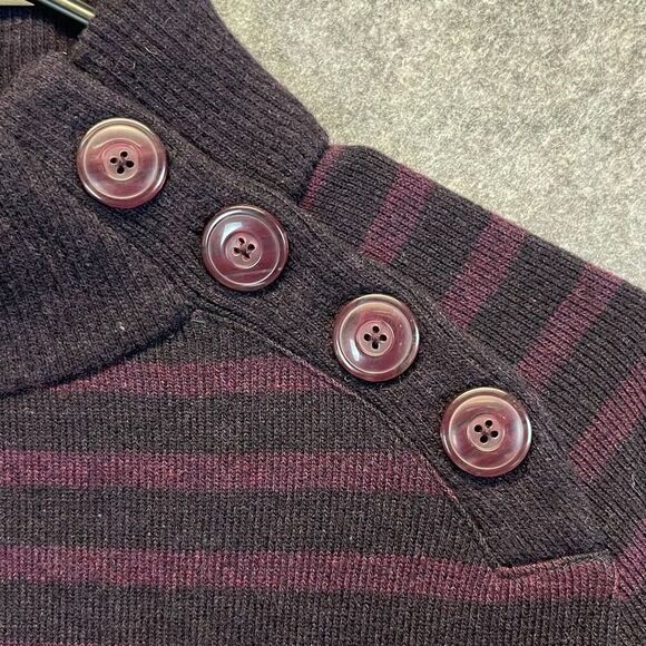 MOUNTAIN HARDWEAR Sweater Women's Medium Purple Sevina Wool Blend Stripe Hiking - Picture 4 of 13